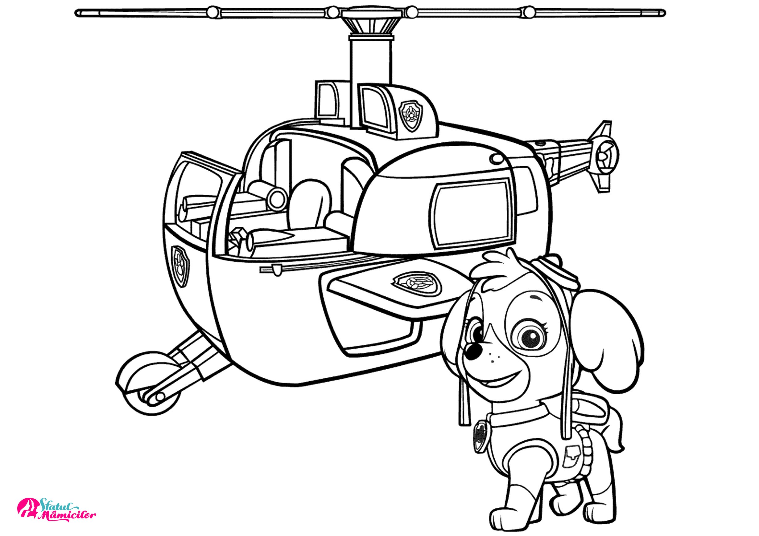 Skye si Elicopterul - Plansa de colorat